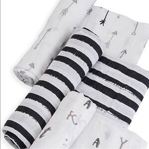 Little Unicorn Black and White Muslin Swaddle Blanket Set